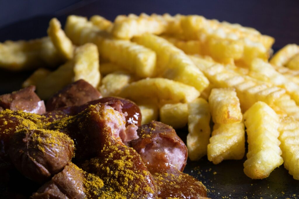 currywurst, german foods, top foods to try in Berlin